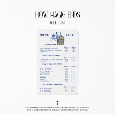 HOW MAGIC ENDS - WINE LIST (카드 스티커)
