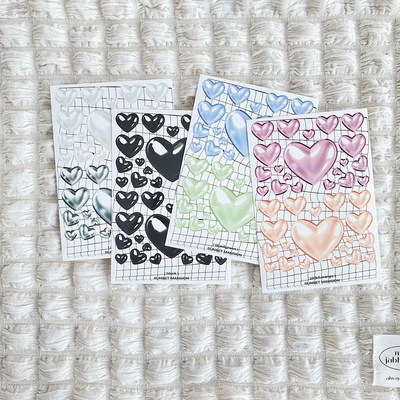 볼록하트 디자인 리무버블 유광 씰스티커 4color