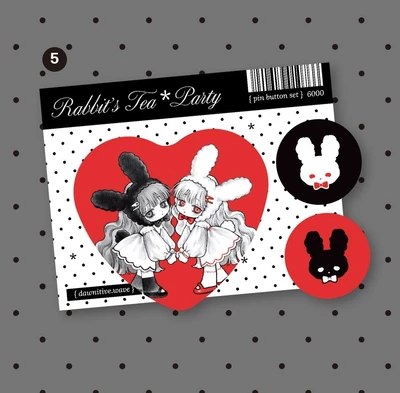 Rabbit's Tea*Party 핀버튼 세트