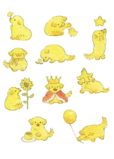 노랑과 레몬강아지 스티커