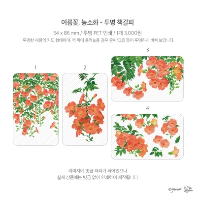 여름꽃, 능소화 투명 책갈피 4종