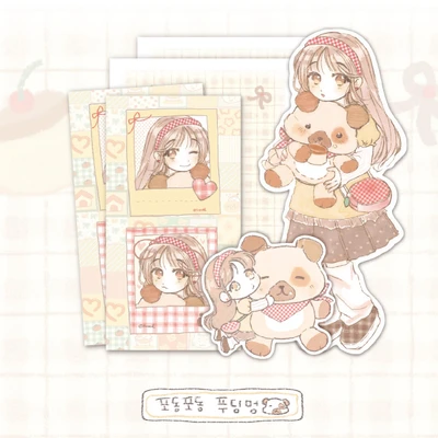 포동포동 푸딩멍 조각스티커팩