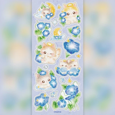 나팔꽃과 고양이 씰스티커
