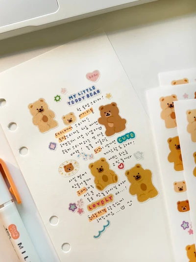 테디 베어 투명 스티커