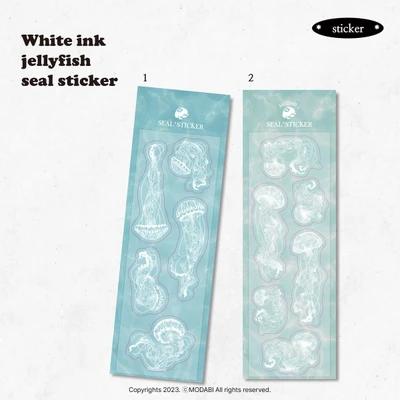 (Sticker) White ink jellyfish seal sticker