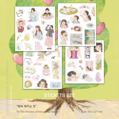"행복해지는중" In the Process of Becoming Happy 스티커 세트 (총4장)