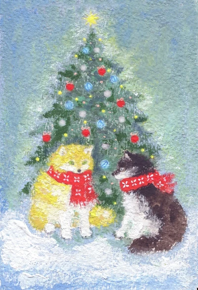 크리스마스 늑대 엽서