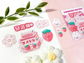 딸기우유 스티커팩