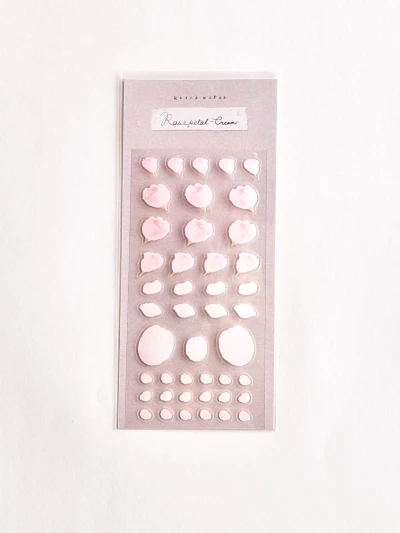 🤍 화이트 로즈 작은 조각 스티커  Rose petal - cream