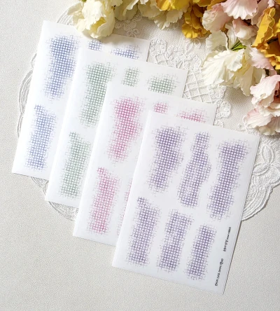 빈티지 그리드 스티커 (컬러) 4종 set