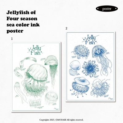 (Poster) Jellyfish oh four season sea color ink poster