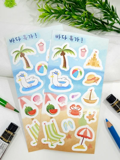 [모조지 스티커] 써머타임! 시원한 바다 휴가