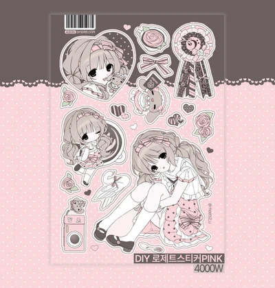 DIY 로제트 PINK 스티커