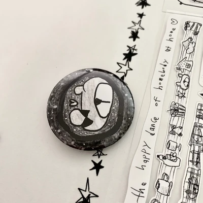 warm night black bear pin button-!! 