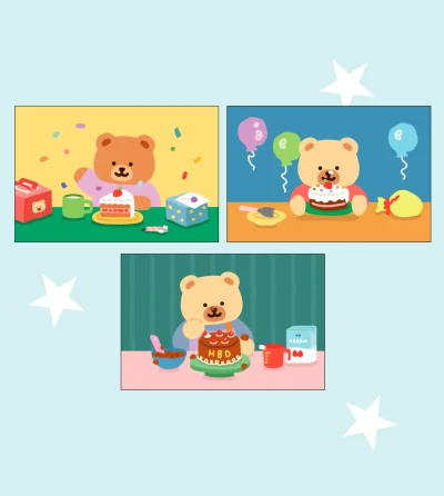 생일 엽서 3종
