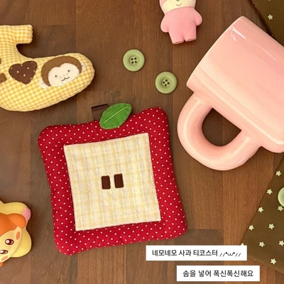 네모네모 사과 티코스터