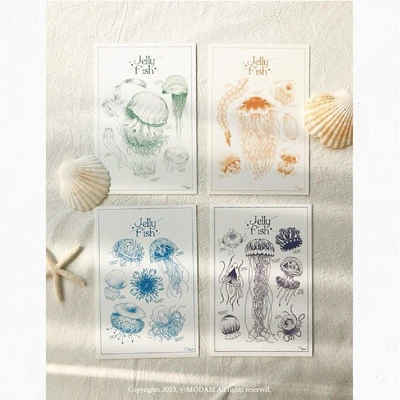 (Postcard) Jellyfish of four-Season sea color ink postcard