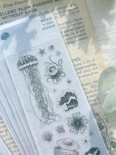 (Sticker) Black ink jellyfish seal sticker