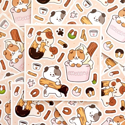츄러스 강아지 칼선 스티커