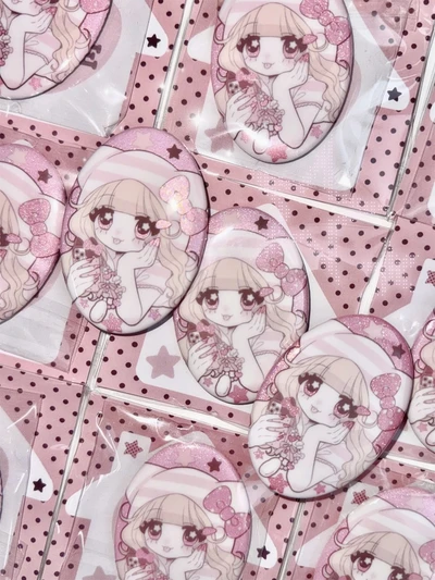 알럽홈걸 타원형 글리터 핀버튼♥