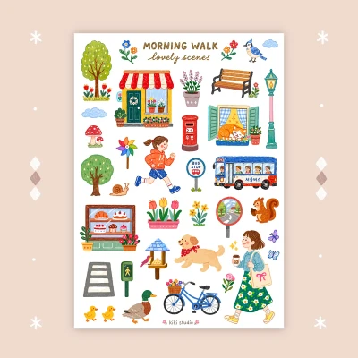 [신상] Morning Walk Lovely Scenes 씰스티커