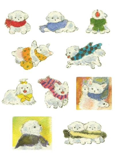 목도리한 말티즈 스티커