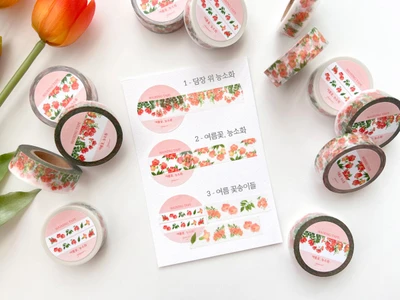 여름꽃, 능소화/꽃 일러스트 마스킹테이프 3종