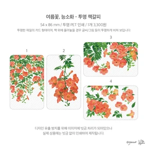 ★여름꽃, 능소화 투명 책갈피 4종