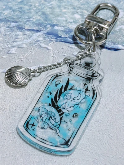 (Keyring) Jellyfish glass bottle keyring