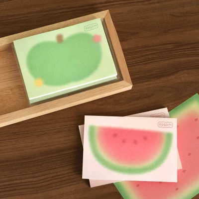 🗒 플러피 떡메모지 2종 (청사과/수박)