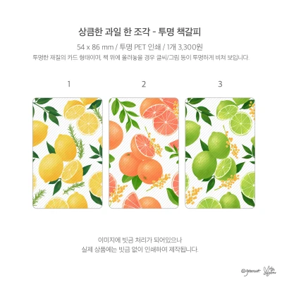 상큼한 과일 한 조각 투명 책갈피 4종