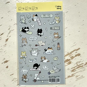 소심한고양이 아프지말자 투명스티커 3000원
