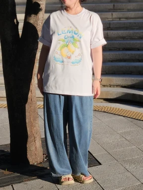 레몬 반팔 티셔츠 흰색