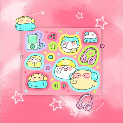 형광 동둥이 미니스티커