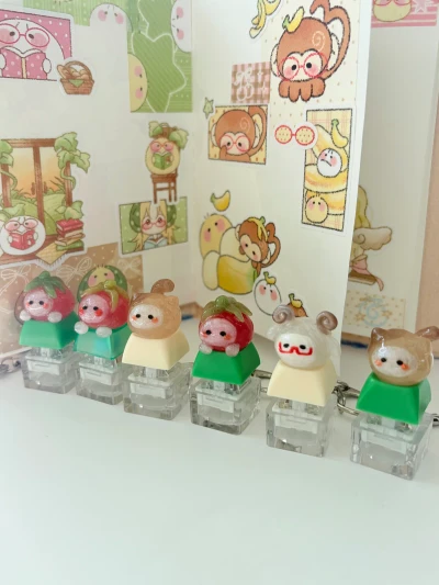 핸드메이드 동둥이 키캡 레진키링
