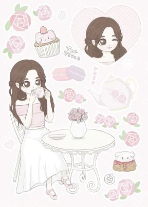 장미 정원 티타임 씰스티커