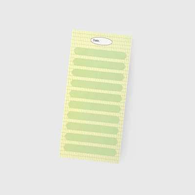 [10% SALE] yellow green stripe memopad (long)