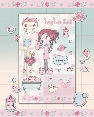 장미거품목욕 스티커