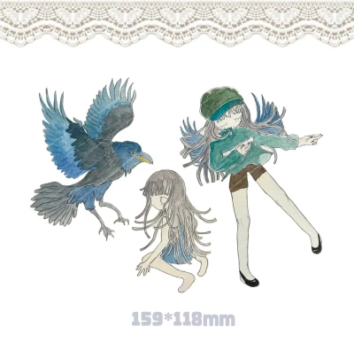 까마귀 소녀 raven girl sticker