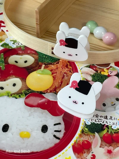토끼 오니기리 아크릴 양면 집게